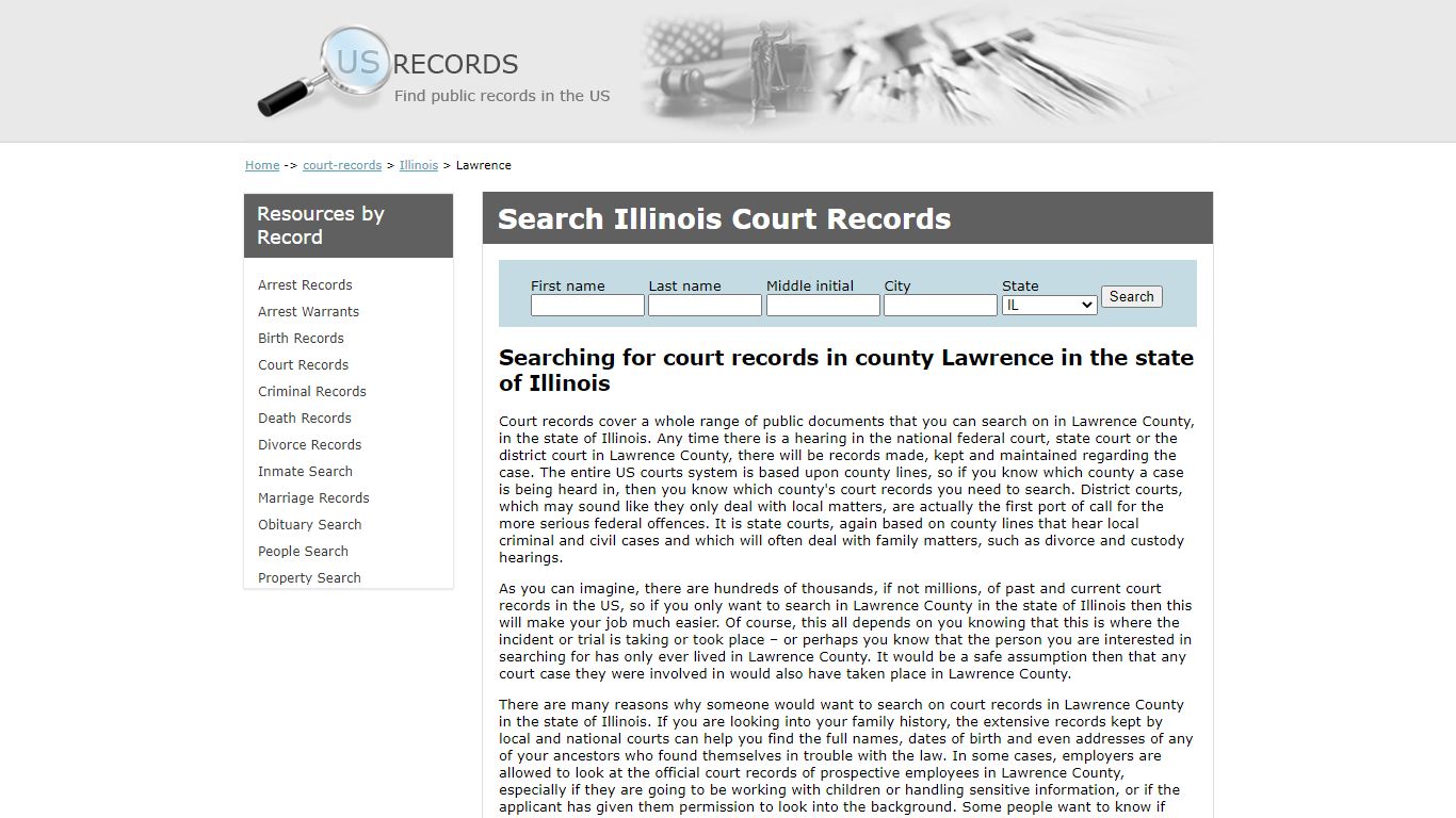 Search Court Records Lawrence Illinois | US Records