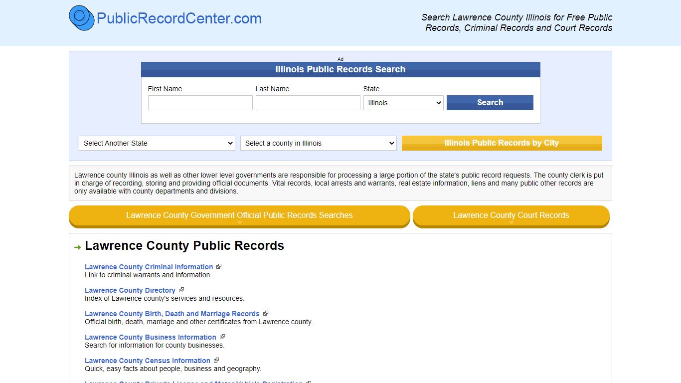 Lawrence County Illinois Free Public Records - Court Records - Criminal ...